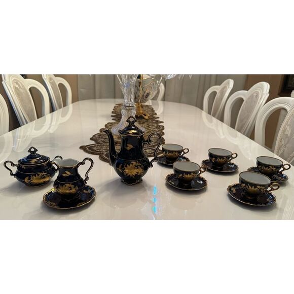 JLMENAU Graf Von Henneberg-Porzellan 1777 Echt Kobalt Germany Coffee Set - Picture 7 of 16